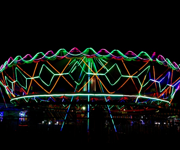 Neon lights in night market Bangkok